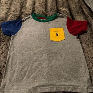 Polo by Ralph Lauren Multicolor Sleeve Tee with Yellow Pocket